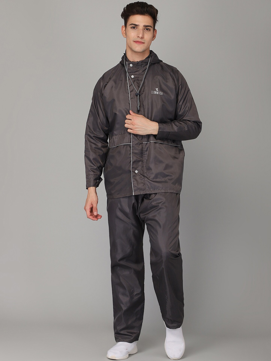 

THE CLOWNFISH Deluxe Pro Grey Solid Rain Suit