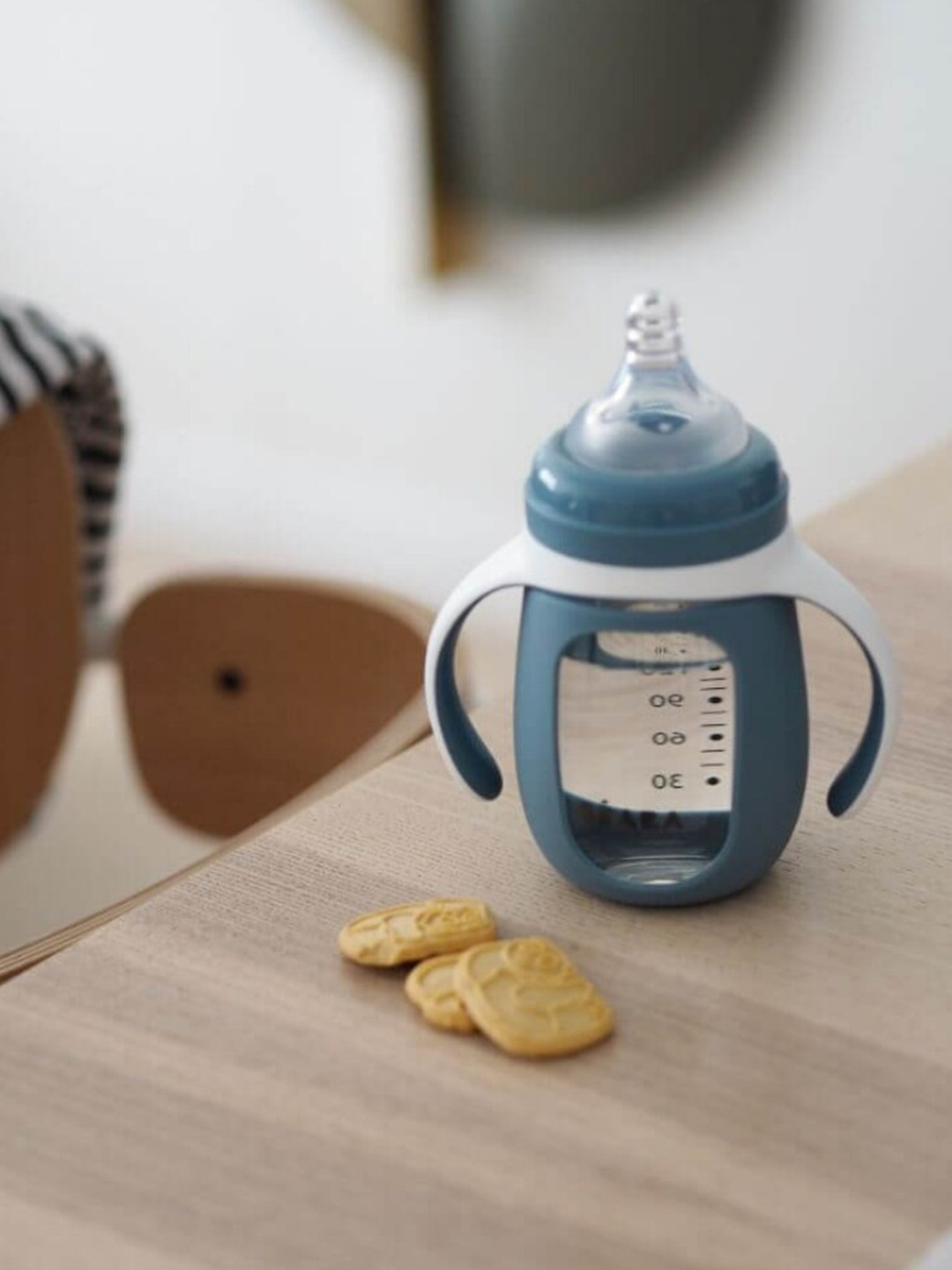 

BEABA Kids Blue Glass Bottle With Silicone Sleeve-210 ml