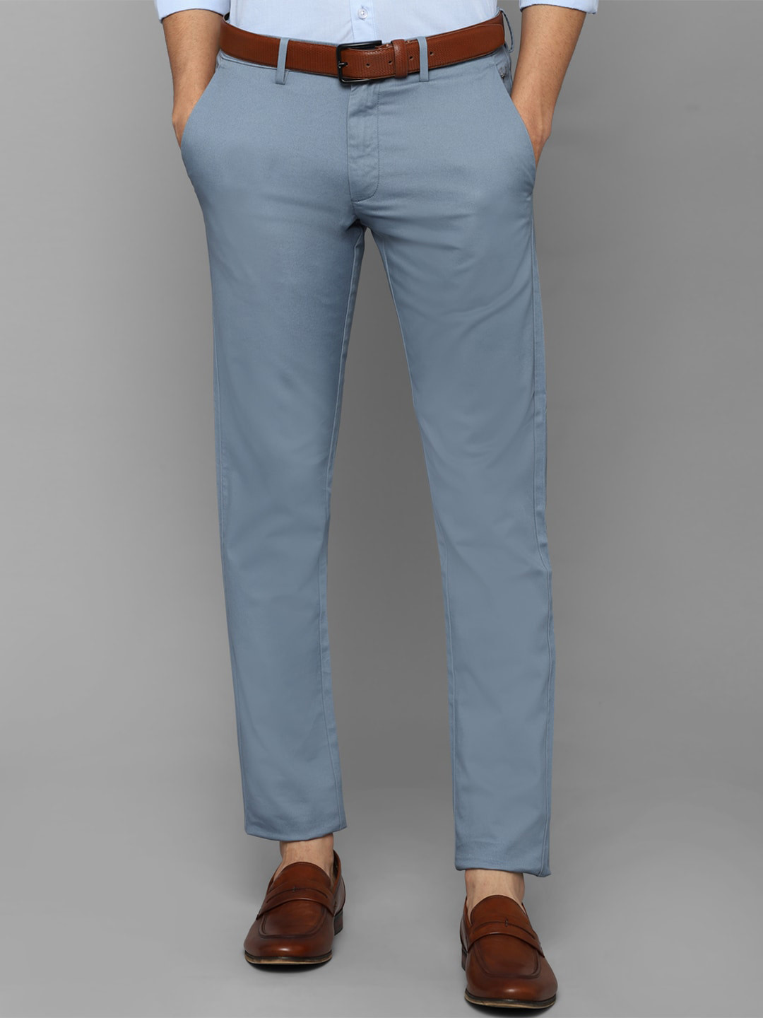 

Allen Solly Men Blue Textured Slim Fit Trousers