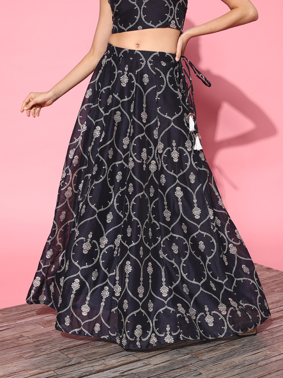 

Shae by SASSAFRAS Navy Blue Floral Desi Girl Skirt