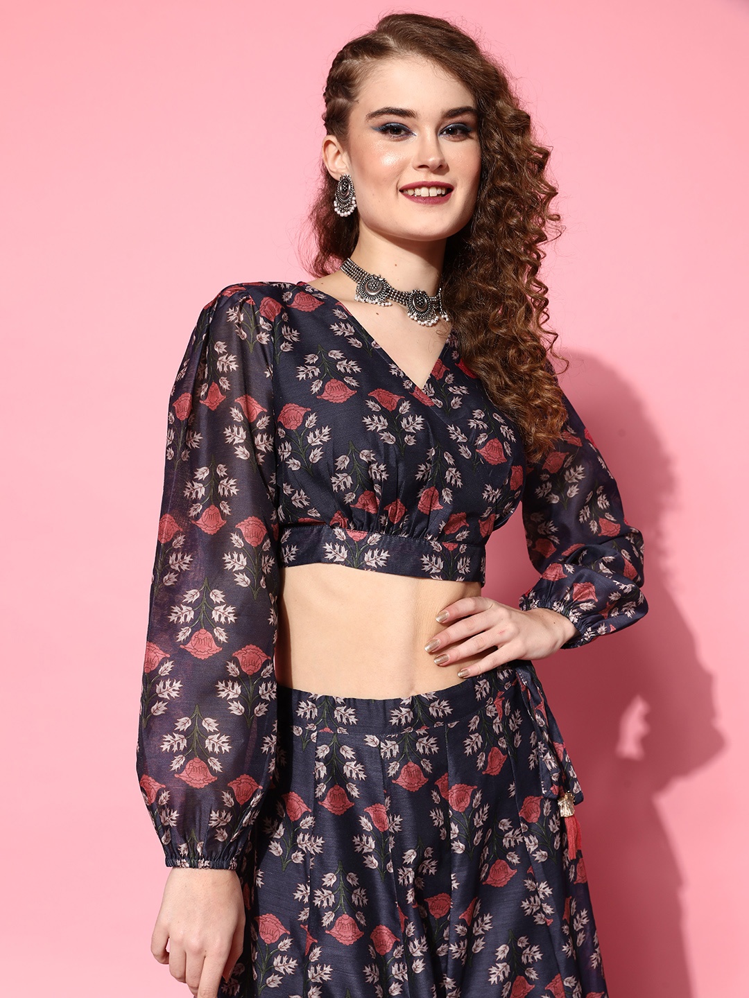 

Shae by SASSAFRAS Navy Blue Floral Desi Girl Top