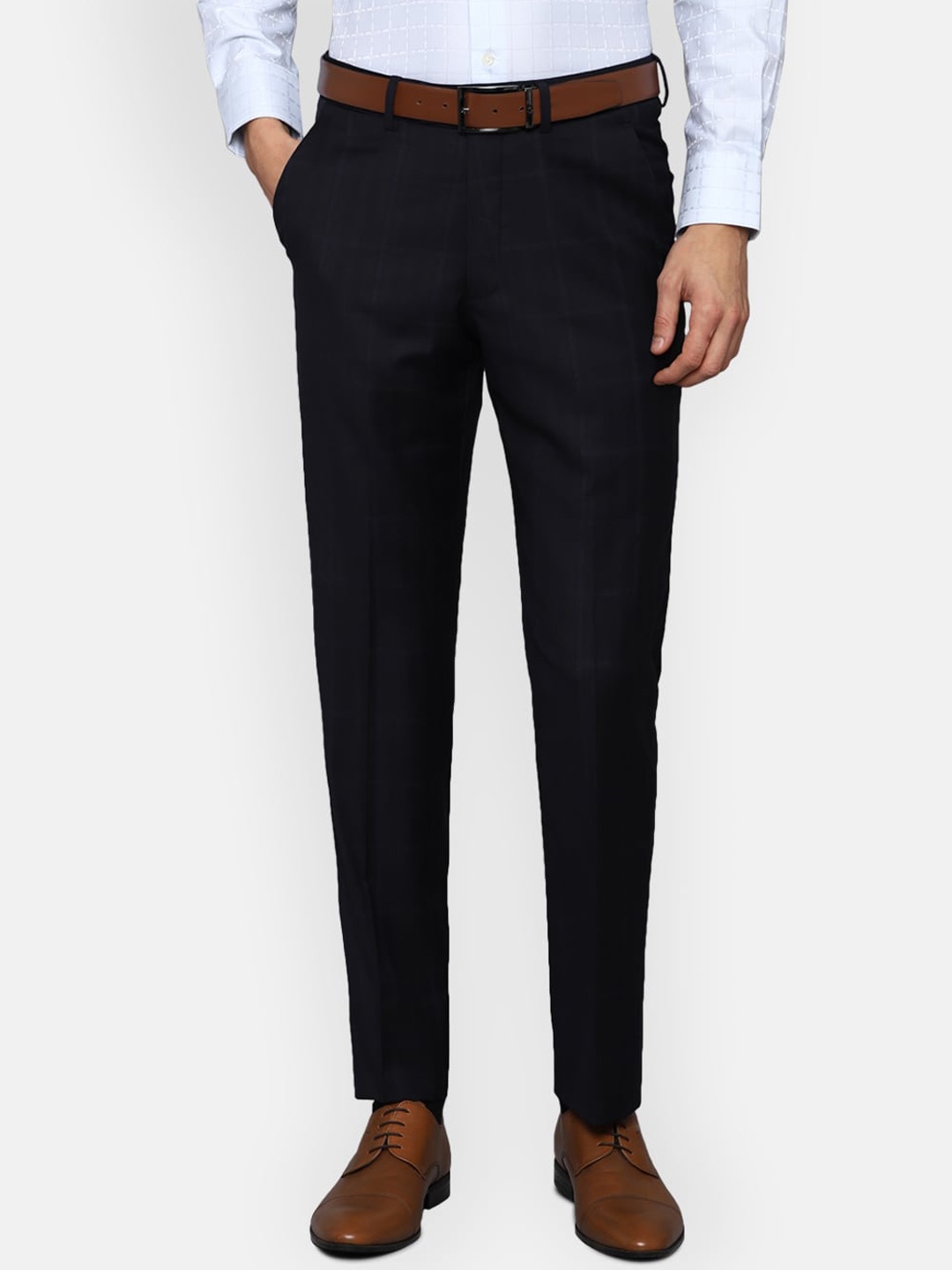 

Luxure by Louis Philippe Men Navy Blue Slim Fit Trousers