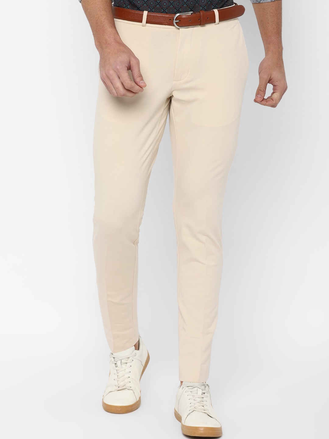 

SIMON CARTER LONDON Men Cream-Coloured Slim Fit Trousers