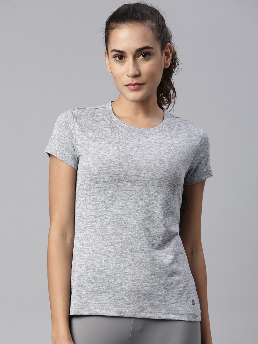 

LAYA Women Grey Melange Sports T-shirt