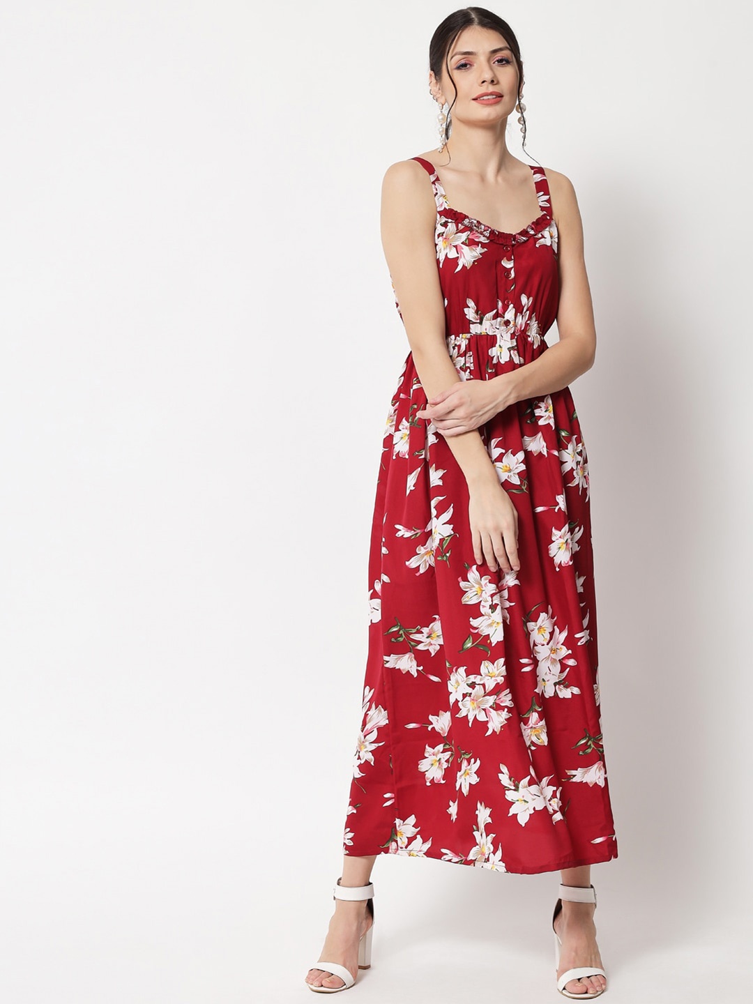 

The Vanca Red Floral Maxi Dress