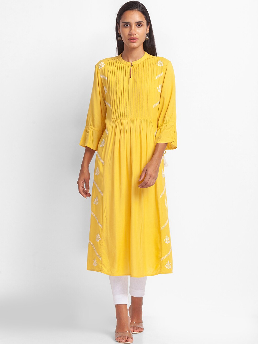 

Globus Women Yellow Flared Sleeves Kurta