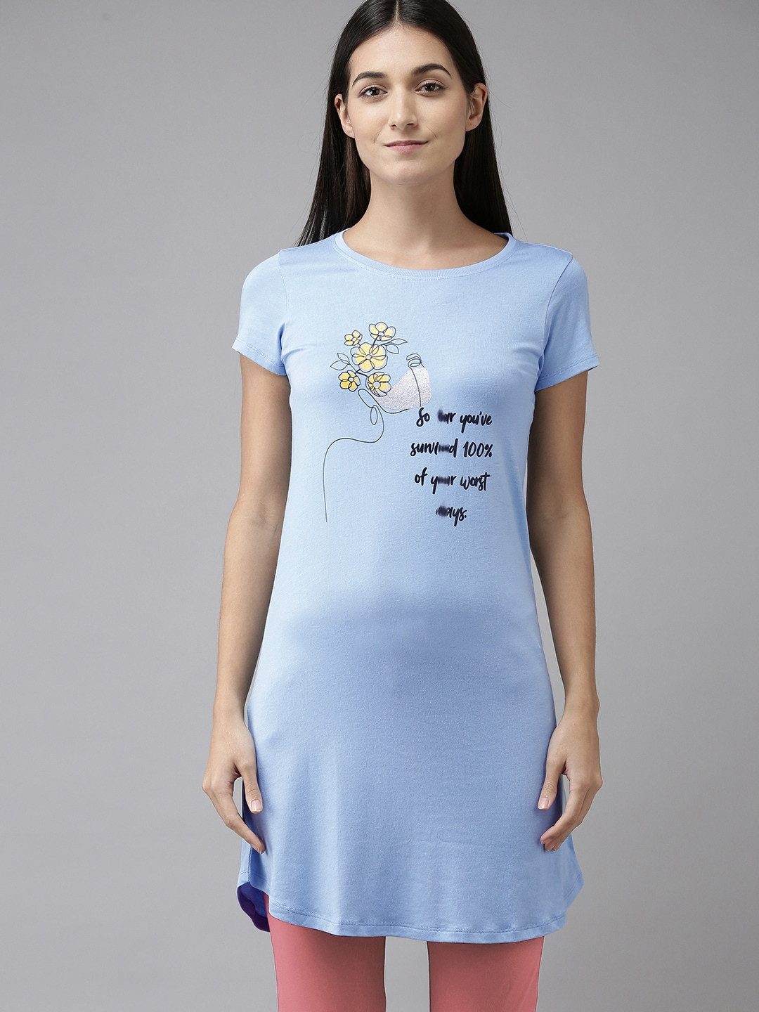 

Van Heusen Women Printed Longline Lounge Tshirt, Blue
