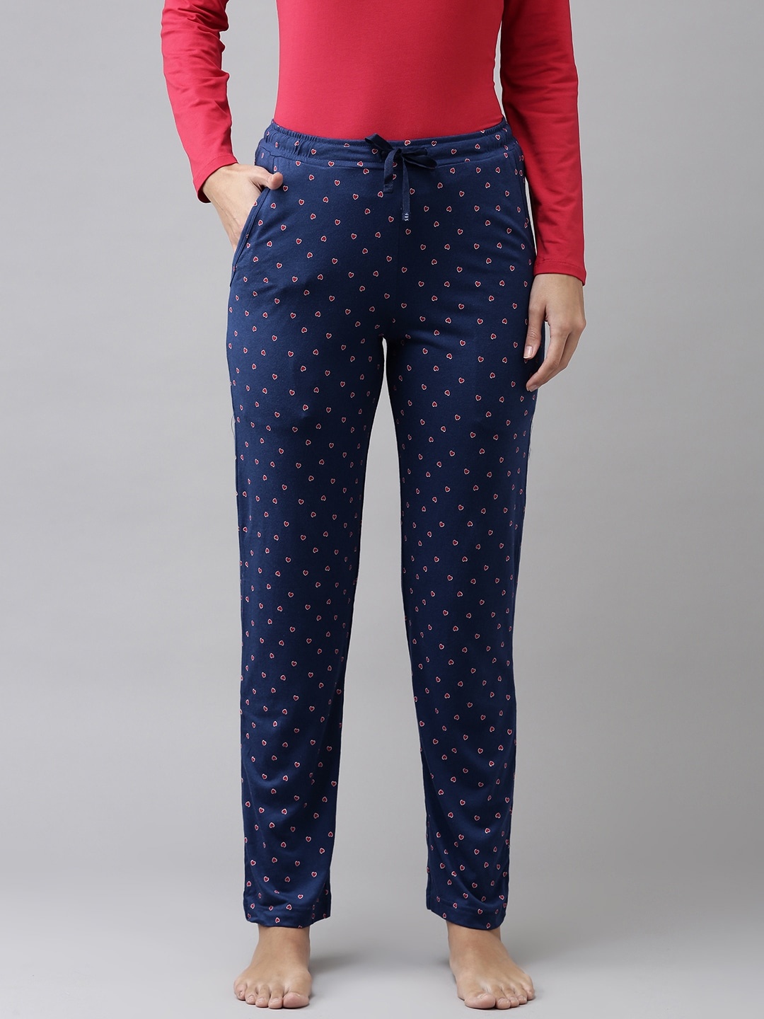 

Van Heusen Women Navy Blue & Red Printed Soft Lounge Pant