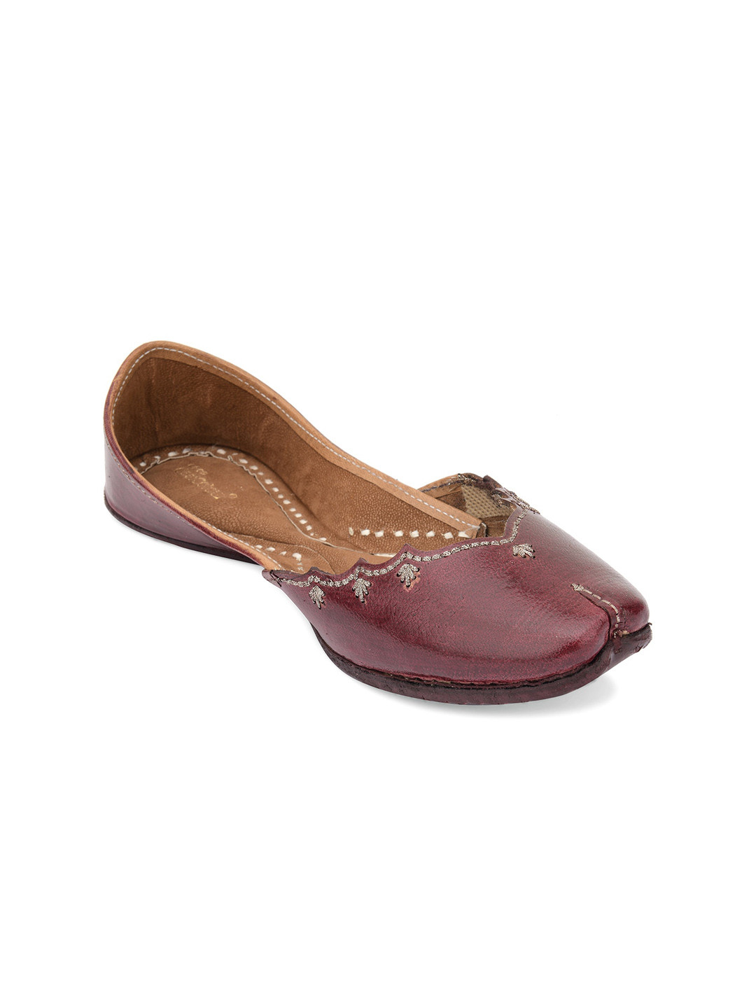 

DESI COLOUR Women Brown Embellished Ethnic Mojaris Flats