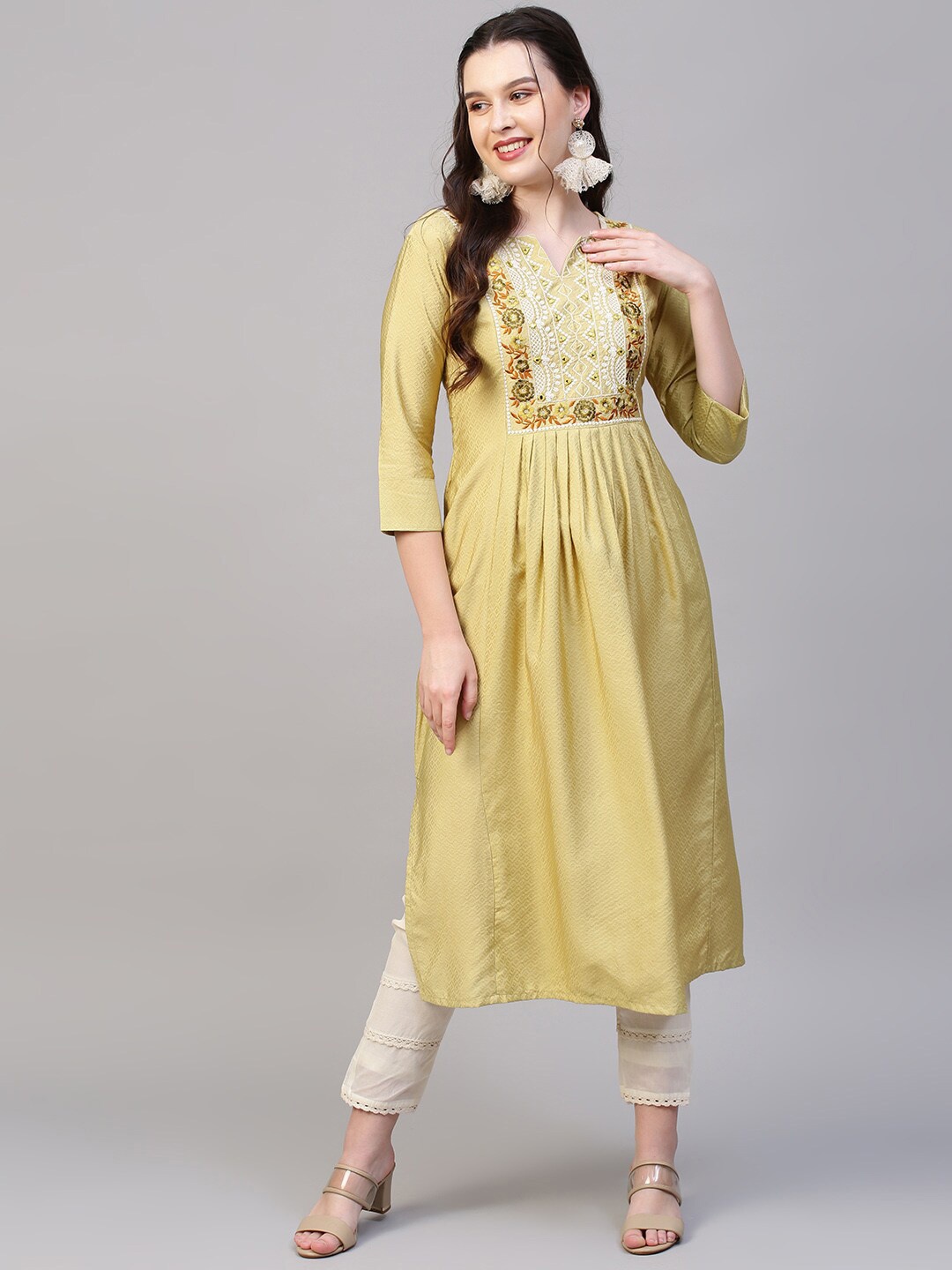 

FASHOR Women Green Kurta