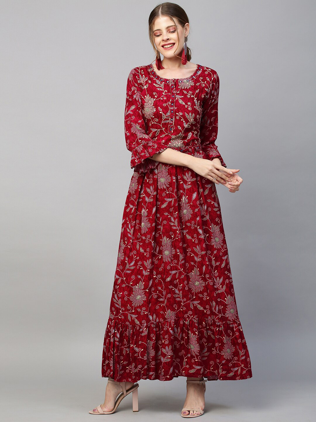 

FASHOR Red Floral Maxi Dress