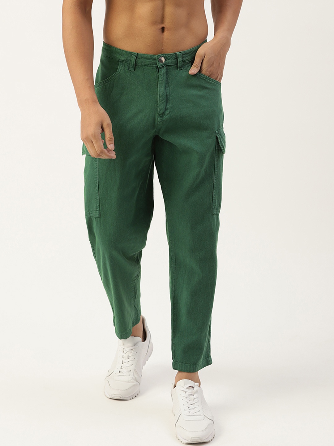 

Kook N Keech Men Green Cotton Woven Crop Cargos