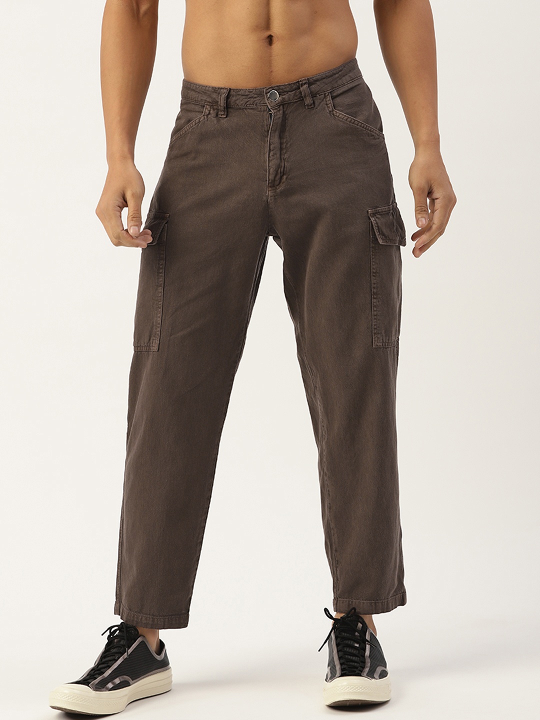 

Kook N Keech Men Coffee Brown Cotton Woven Crop Cargos