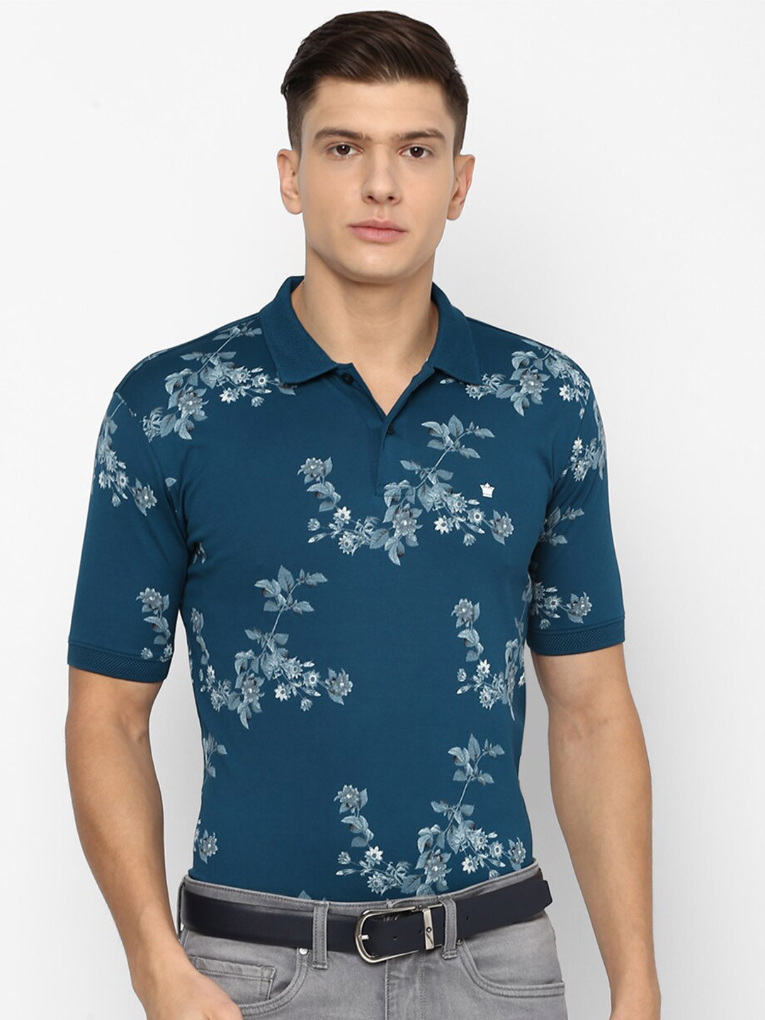 

Louis Philippe Sport Men Navy Blue Printed Polo Collar T-shirt