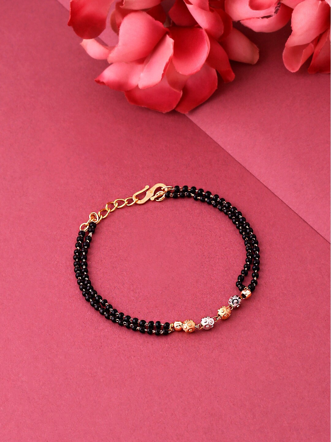 

Yellow Chimes Women Gold-Toned & Black Brass Gold-Plated Bangle-Style Bracelet