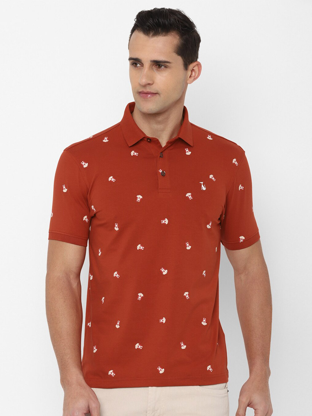 

SIMON CARTER LONDON Men Red Polo Collar Slim Fit T-shirt