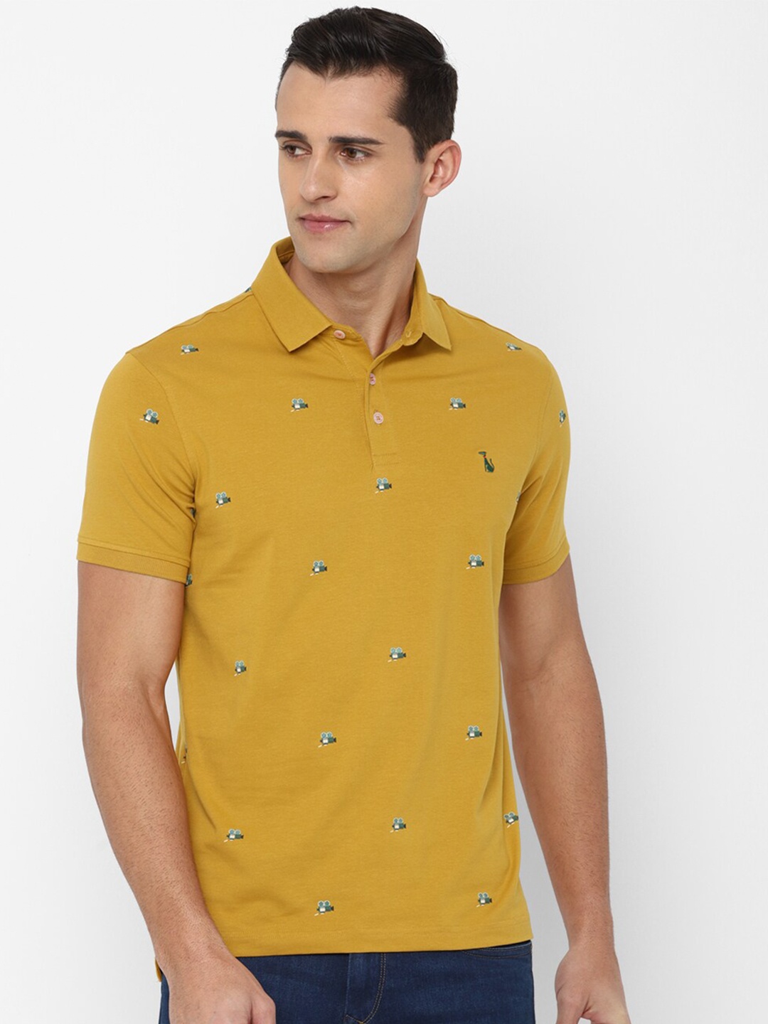 

SIMON CARTER LONDON Men Yellow Polo Collar Slim Fit T-shirt