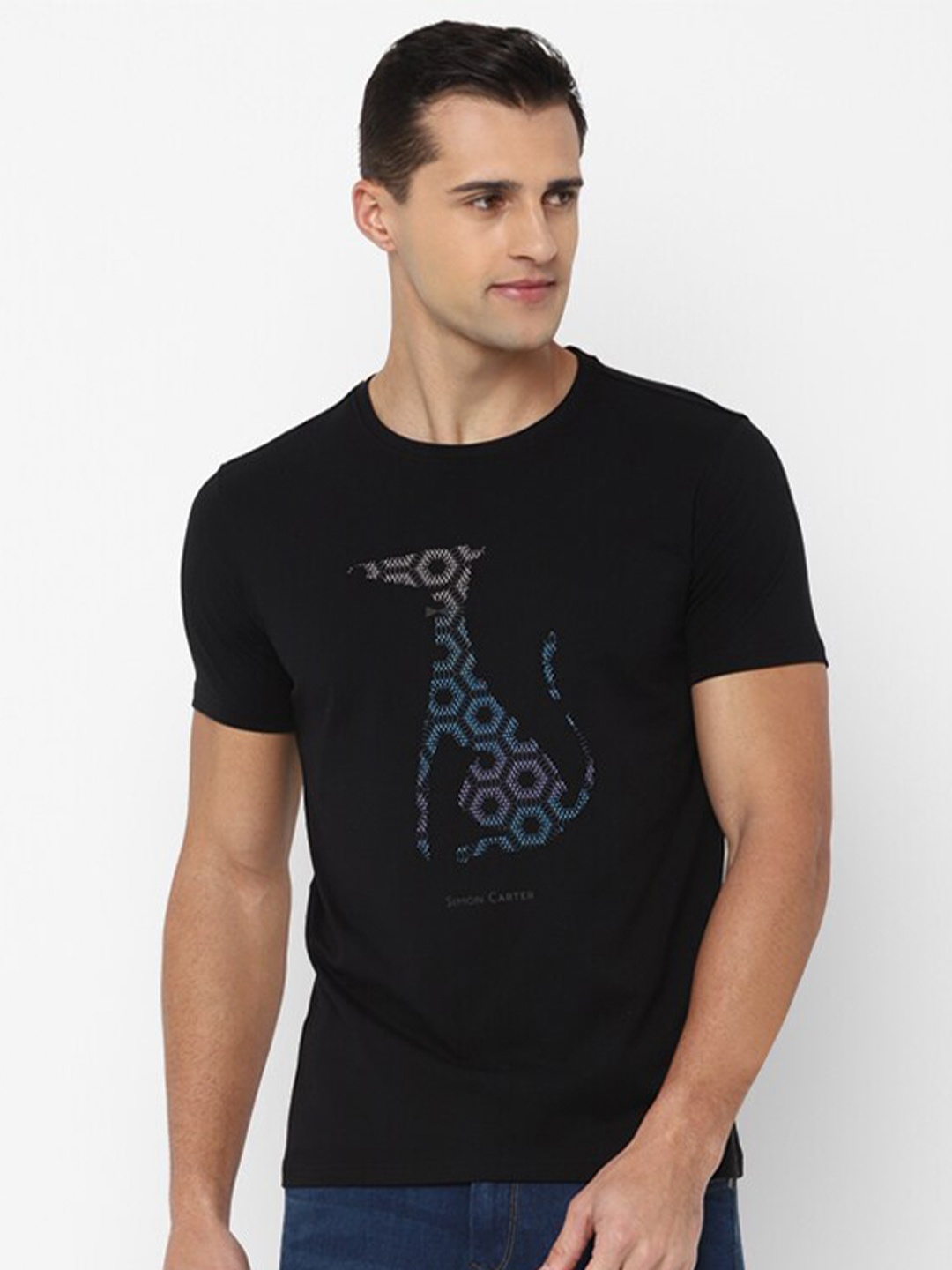 

SIMON CARTER LONDON Men Black Typography Printed Slim Fit T-shirt