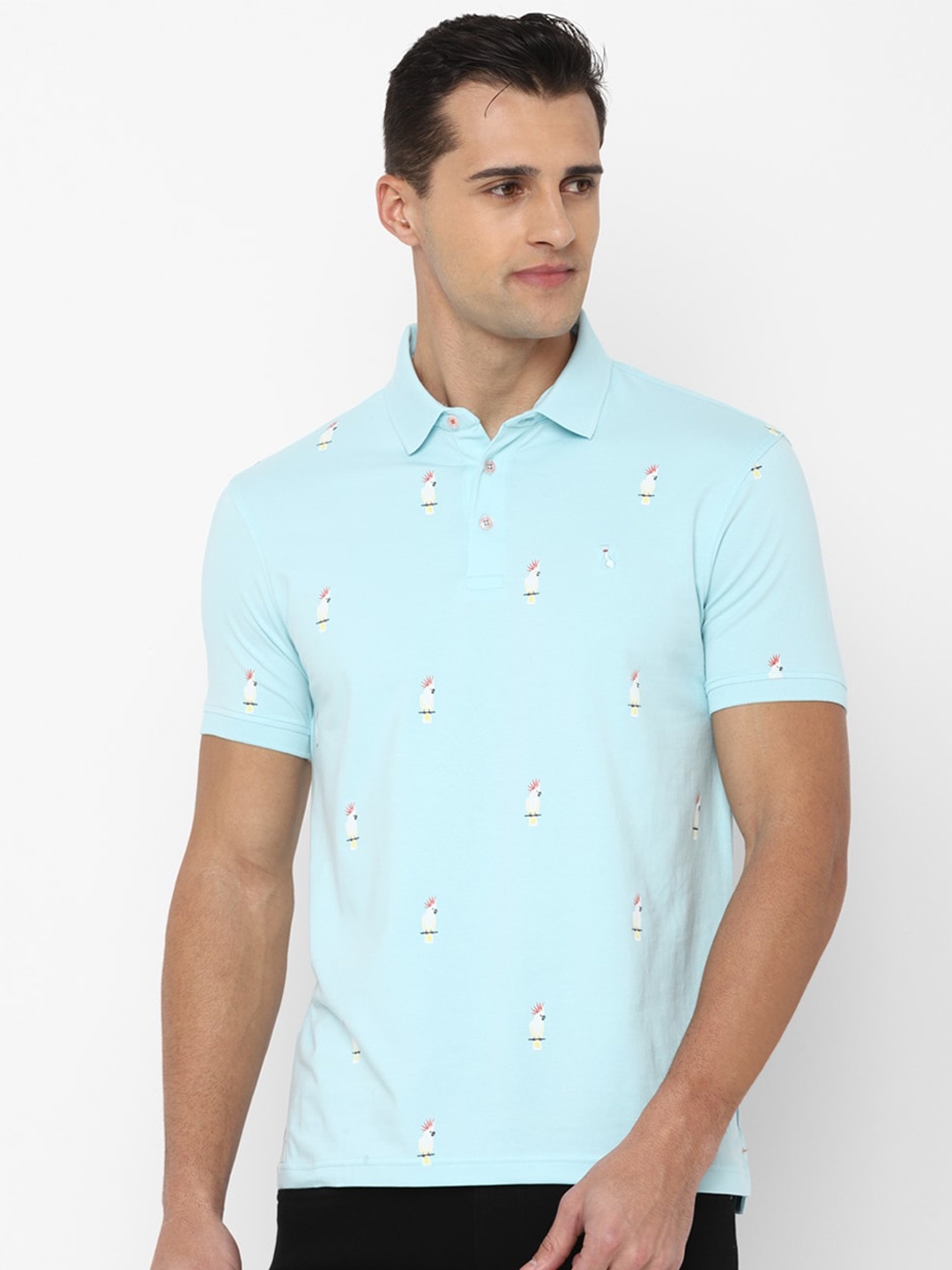 

SIMON CARTER LONDON Men Blue Printed Polo Collar Slim Fit T-shirt