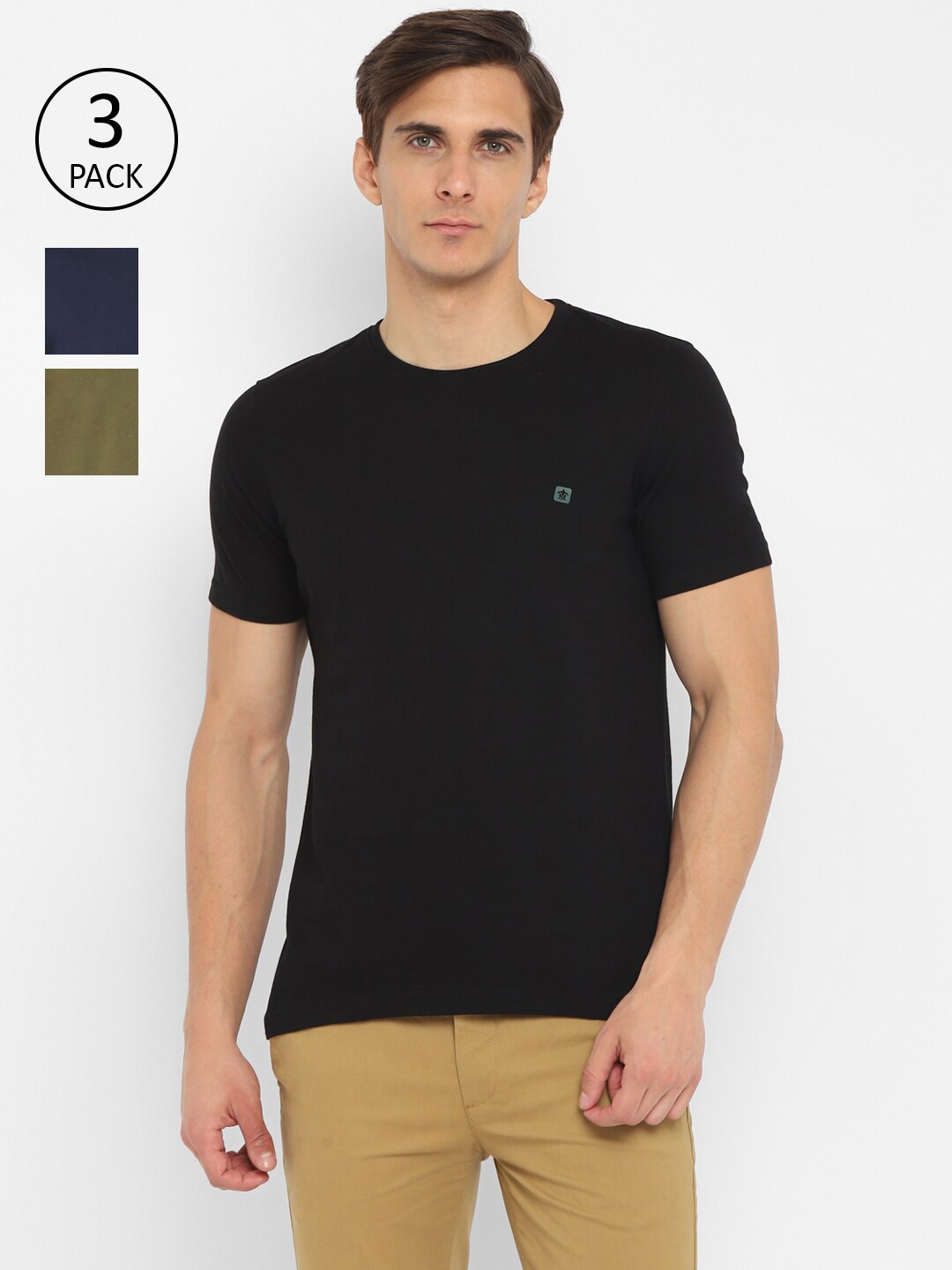 

Turtle Men Assorted 3 Pure Cotton Slim Fit T-shirt