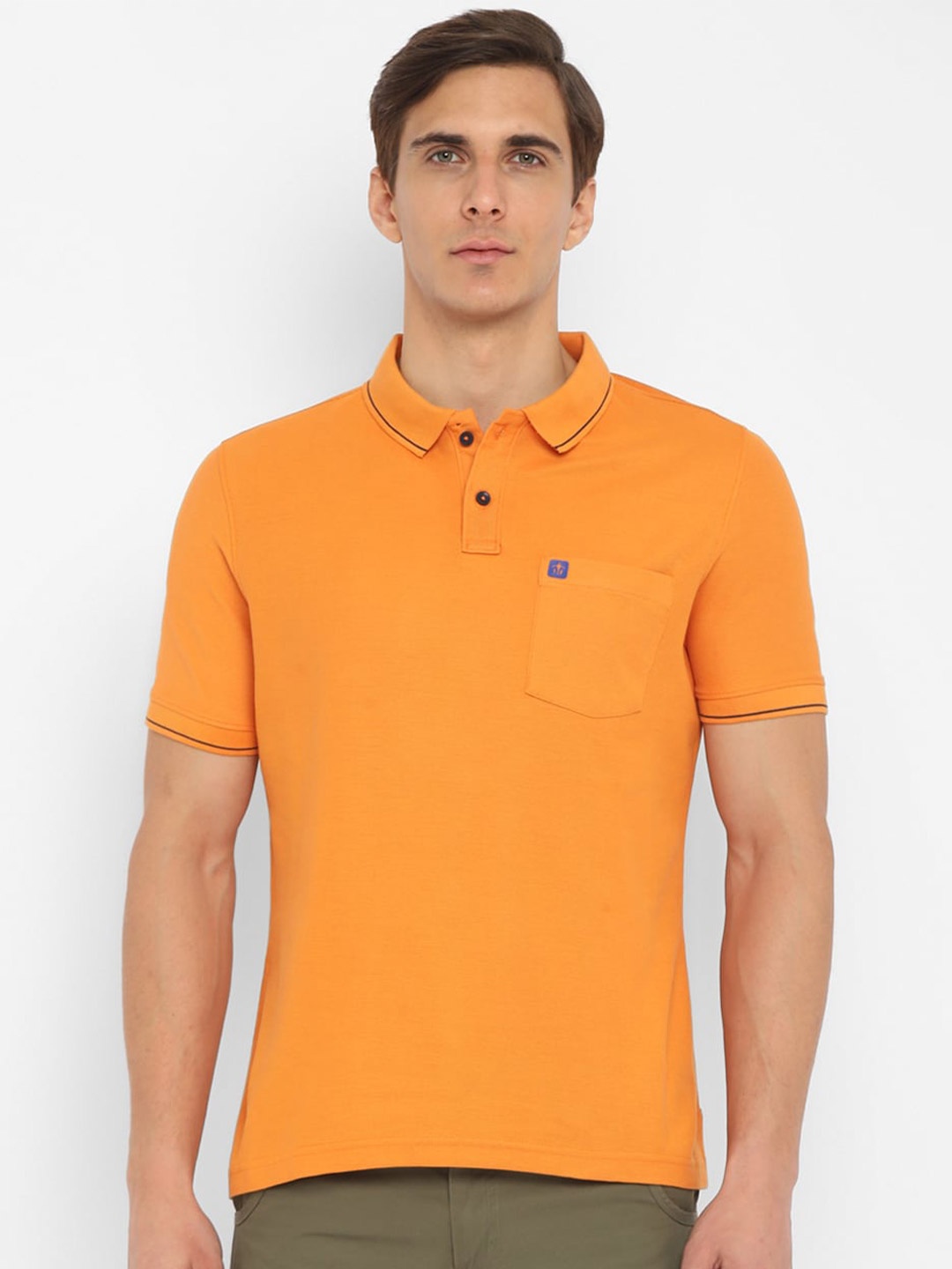 

Turtle Men Orange Polo Collar Slim Fit T-shirt