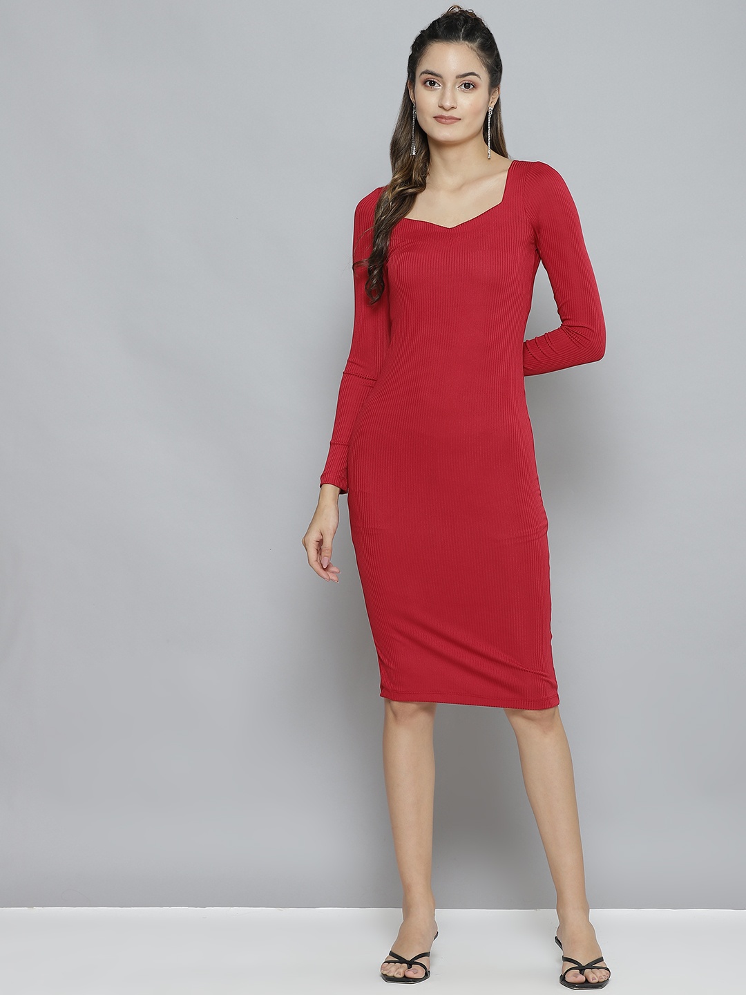 

SASSAFRAS Red Bodycon Dress