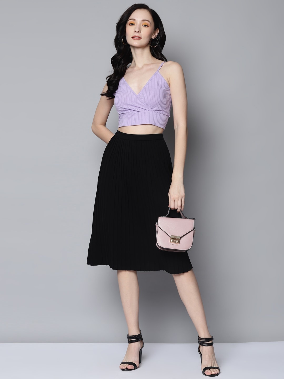 

SASSAFRAS Lavender Wrap Neck Crop Top