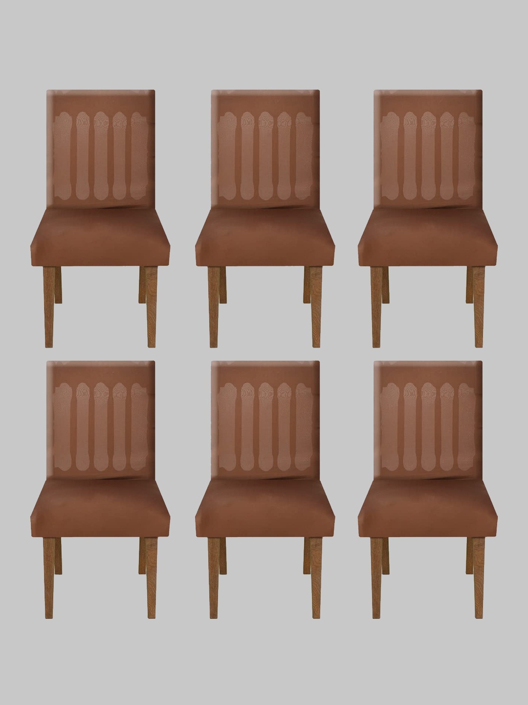 

Kuber Industries Set Of 6 Brown Solid Chair Covers