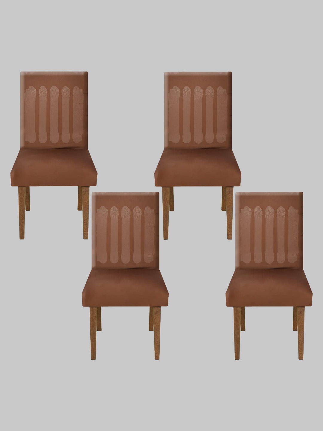 

Kuber Industries Set Of 4 Bown Solid Elastic Stretchable Chair Cover, Brown