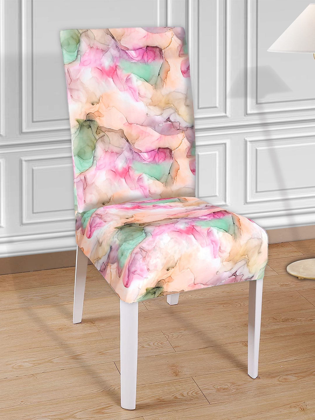 

Kuber Industries Set Of 6 Pink & Peach Trippy Printed Elastic Stretchable Chair Cover, Multi