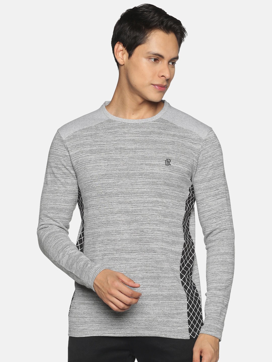 

UrGear Men Grey Striped Outdoor T-shirt