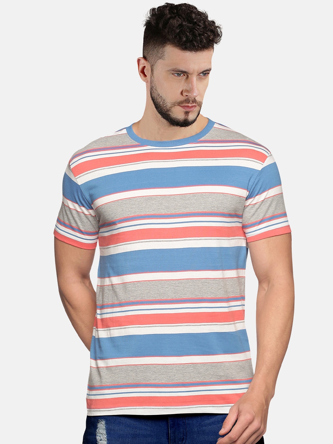 

UrGear Men Multicoloured Striped T-shirt, Multi