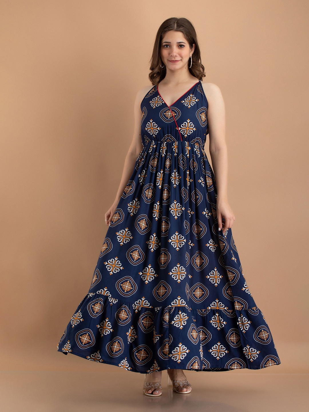 

DAEVISH Blue Ethnic Motifs Maxi Dress