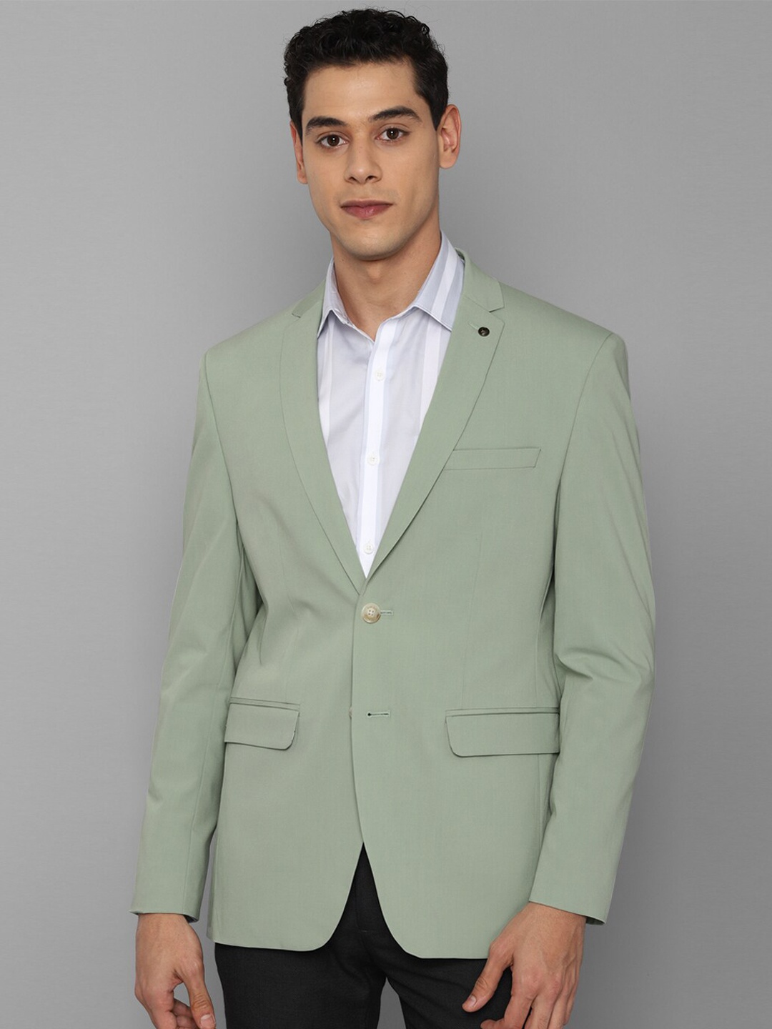

Allen Solly Men Green Solid Slim Fit Single-Breasted Blazer