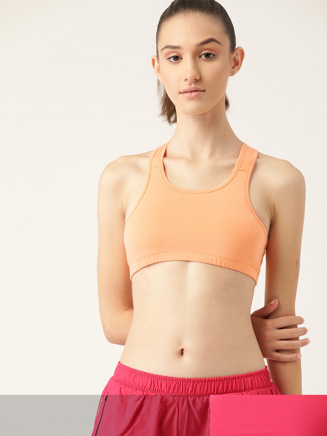 

DressBerry Pack of 2 Solid Racer Back Workout Bra, Fuchsia