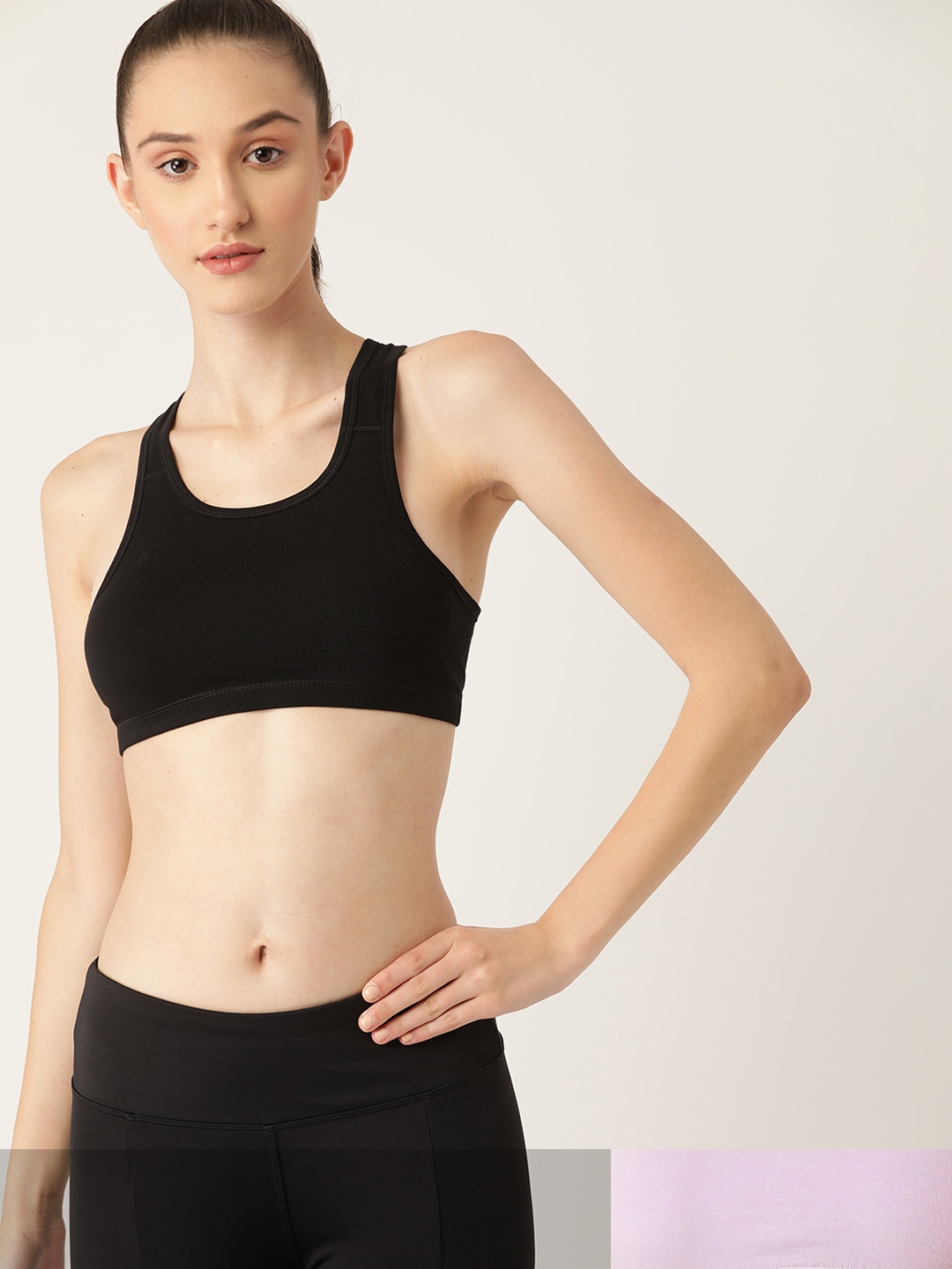 

DressBerry Pack of 2 Solid Non-Padded Sports Bras, Black