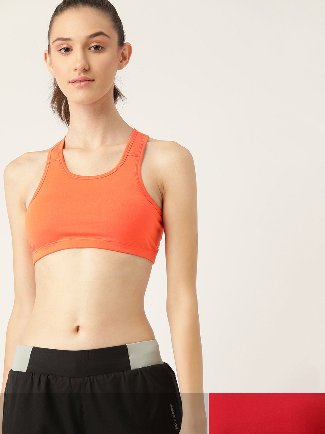 

DressBerry Pack of 2 Solid Non-Padded Workout Bras, Red