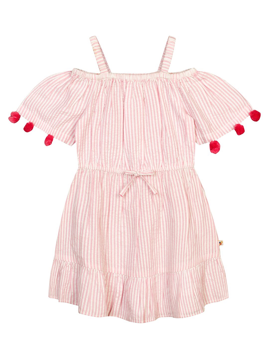 

Budding Bees Pink Striped Peplum Dress