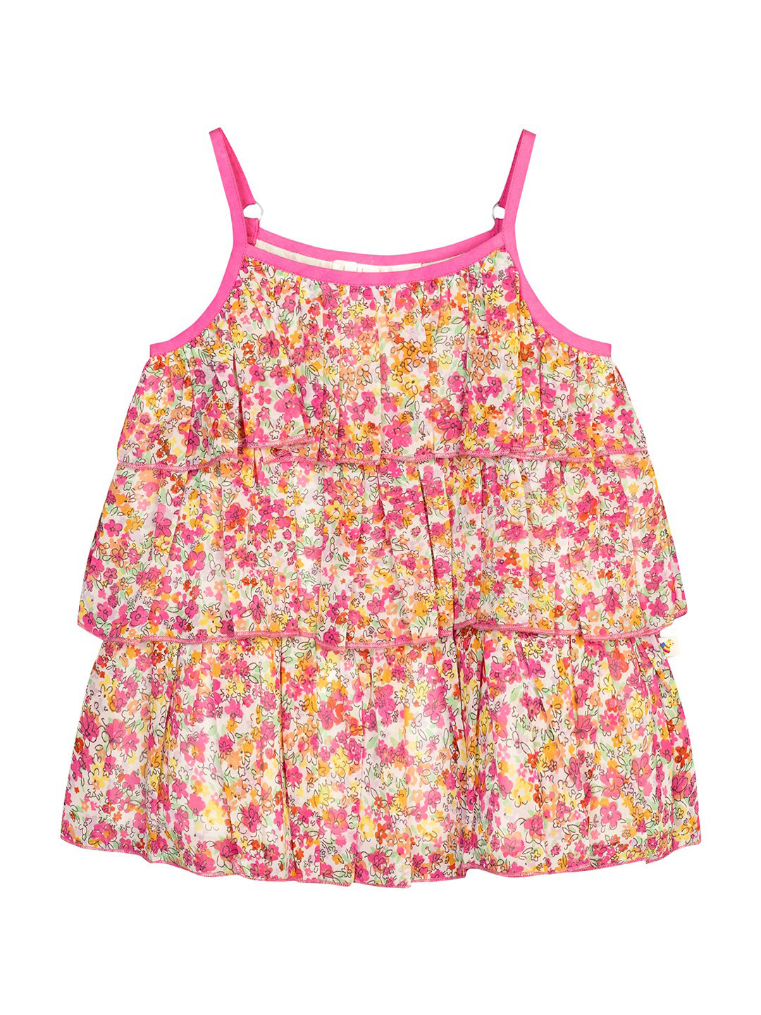 

Budding Bees Pink Floral Georgette Blouson Dress