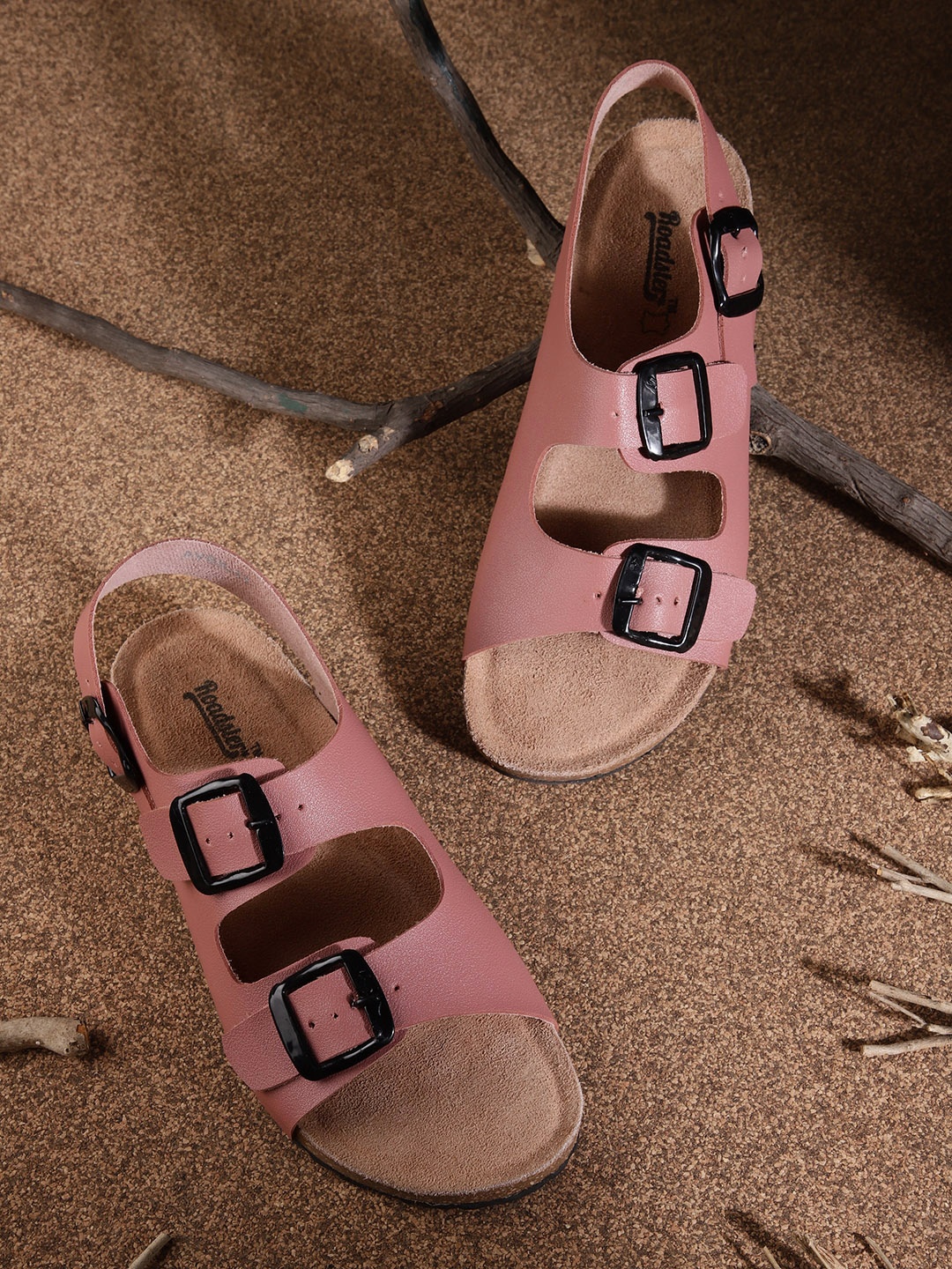 

Roadster Women Pink Open Toe Flats with Buckles