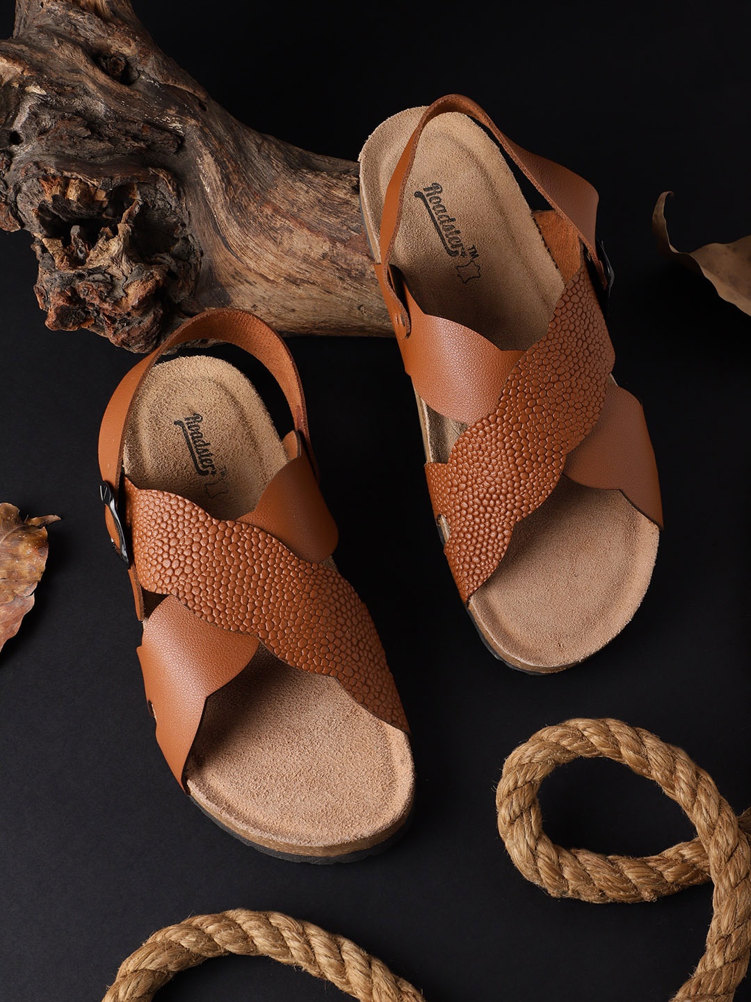

Roadster Women Brown Textured Open Toe Flats
