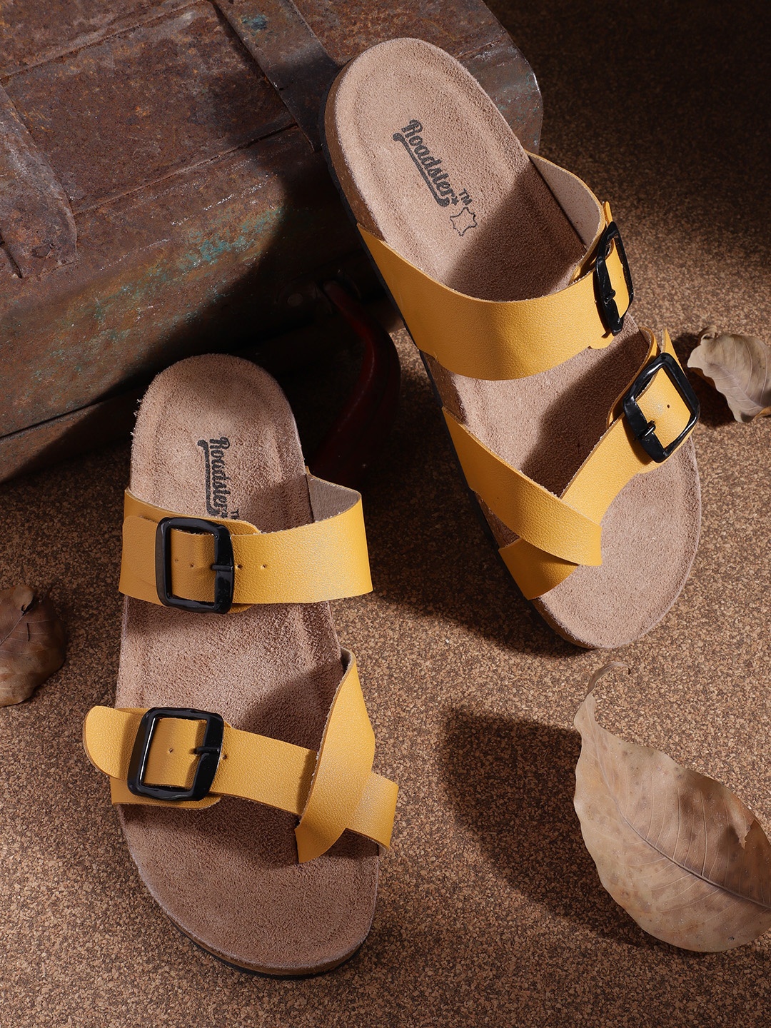 Roadster Women Mustard Yellow One Toe Flats with Buckles