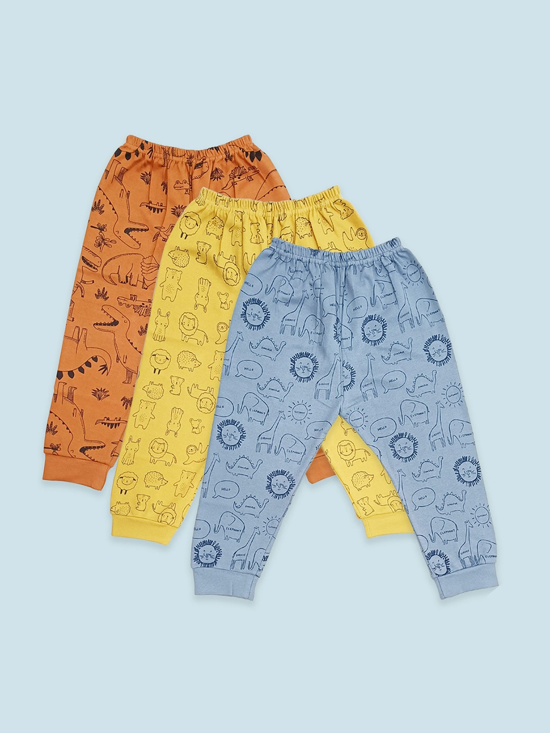 

Born Babies Kids Pack Of 3 Printed Lounge Pant, Yellow