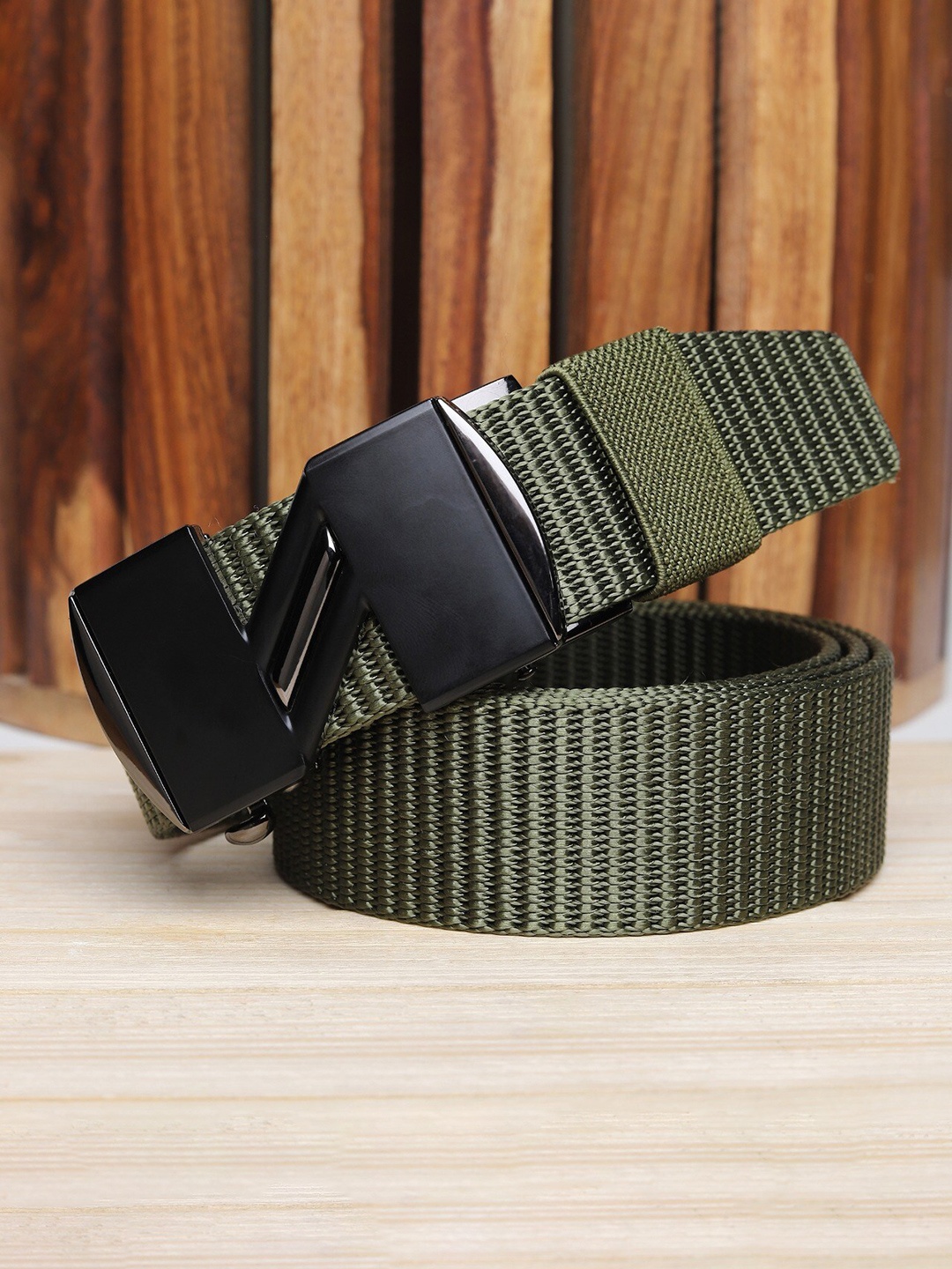 

Kastner Men Green Striped Belt