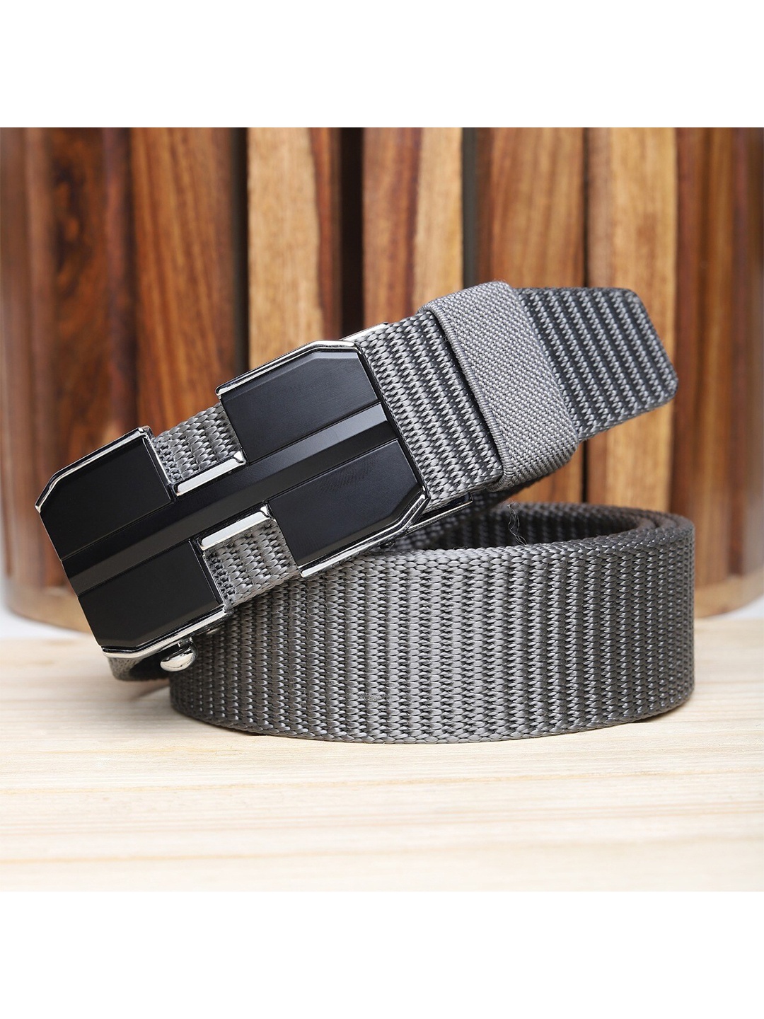 

Kastner Men Grey Solid Canvas Autolock Belt