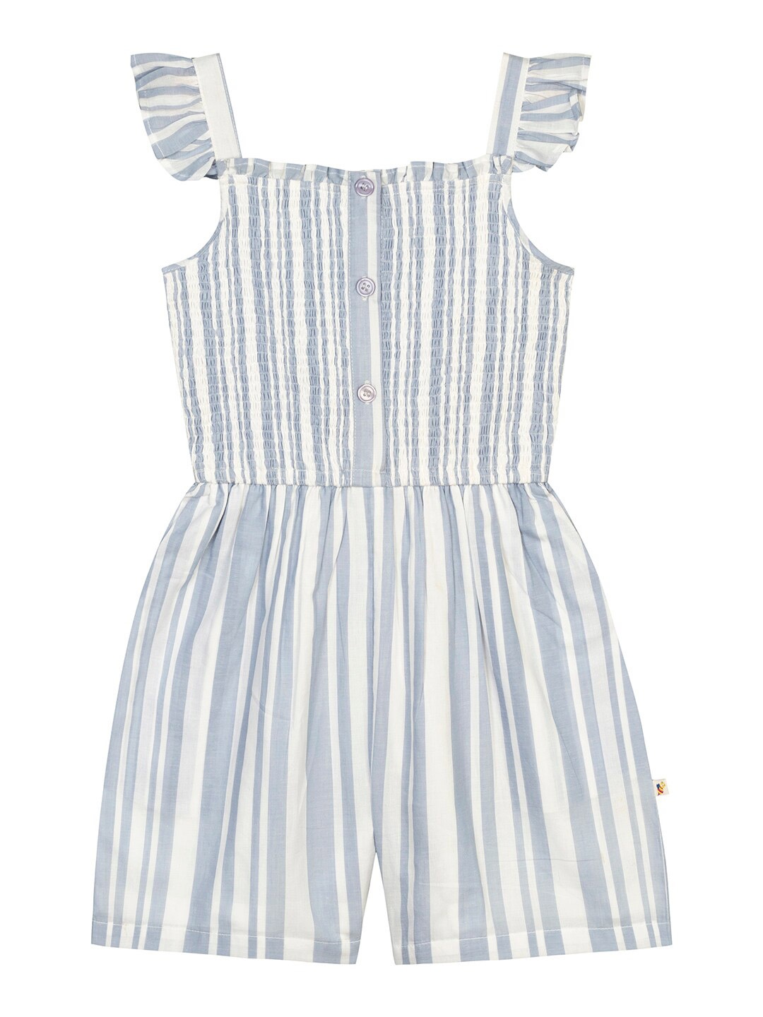 

Budding Bees Girls Blue & White Striped Playsuit