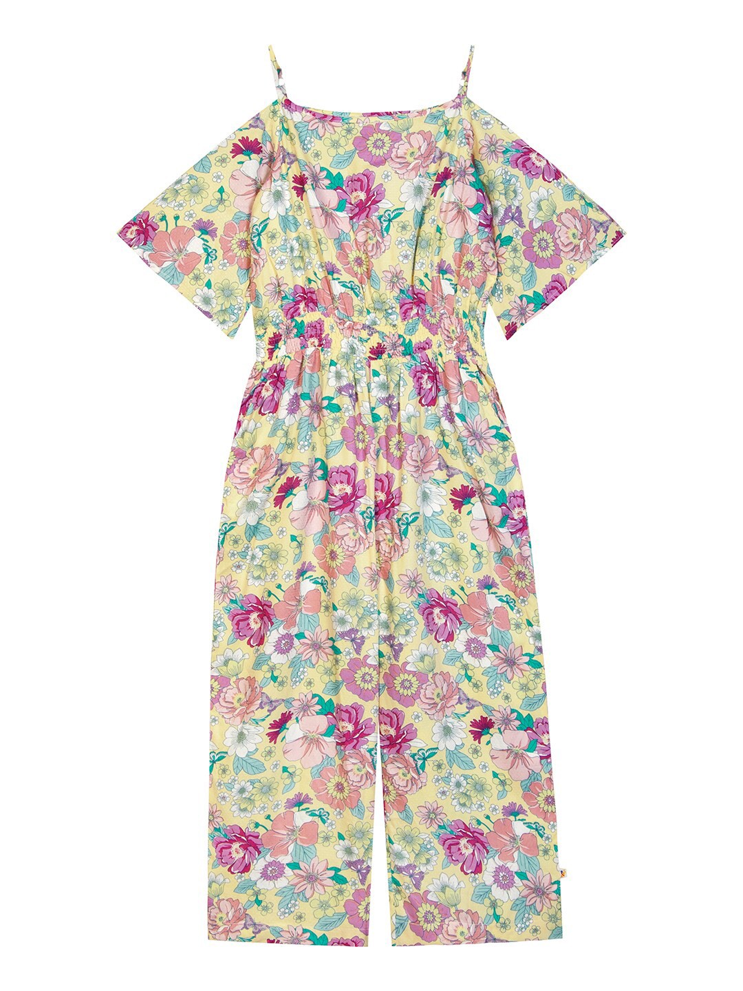 

Budding Bees Girls Yellow & Beige Printed Basic Jumpsuit