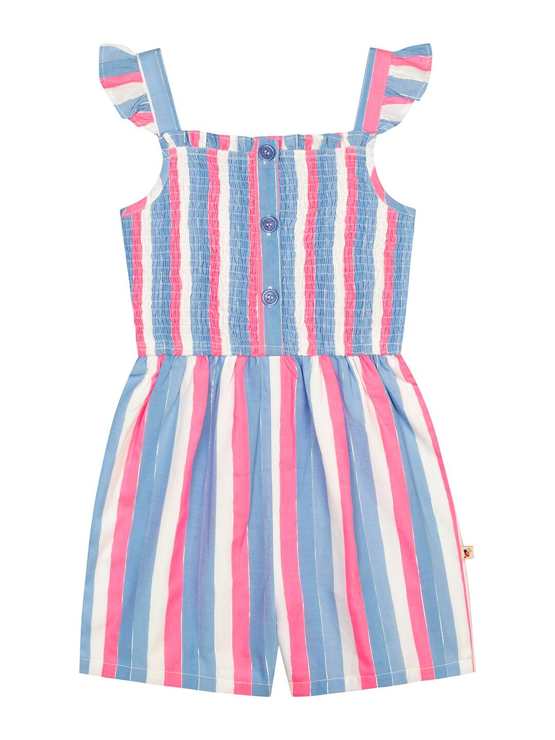

Budding Bees Girls Blue & White Striped Jumpsuit