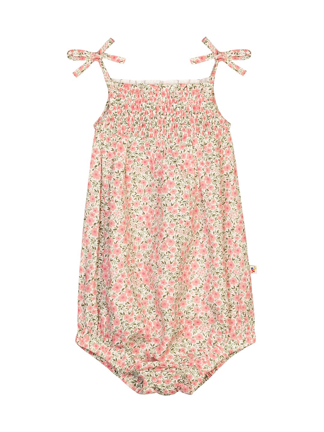 

Budding Bees Girls Pink & White Printed Playsuit