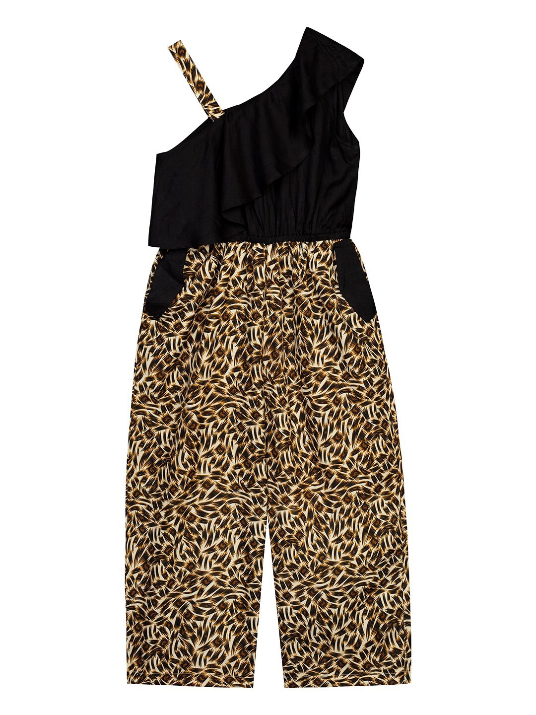 

Budding Bees Girls Black & Brown Printed Basic Jumpsuit